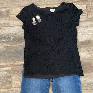 SOLD 3 for $20 Summer J. Crew Black Crochet Blouse